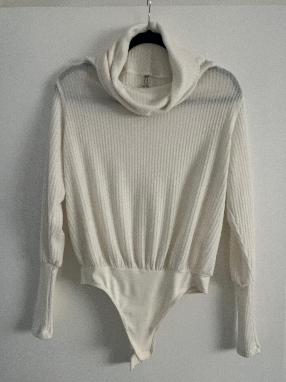 Free People Cream Waffle Knit Top